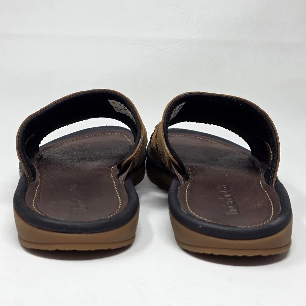 Timberland Mens Earthkeepers Brown Leather Slip-on Slide Sandals Size 7 NEW